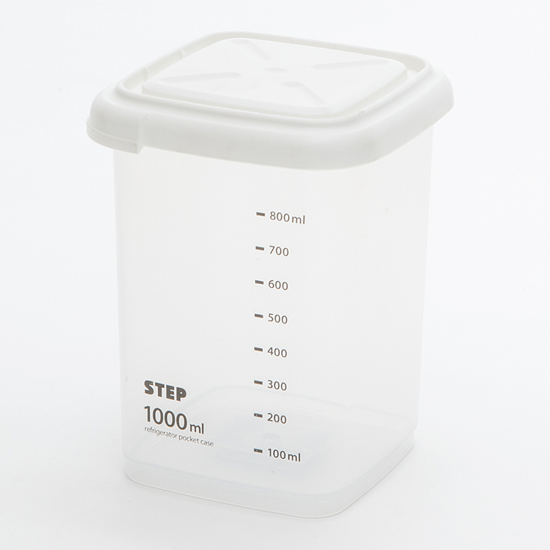方形有刻度透明密封收纳罐 保鲜盒（1000ML）