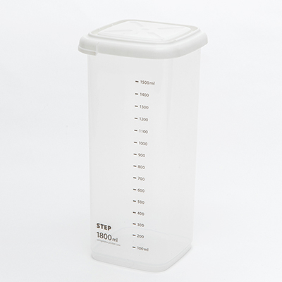 方形有刻度透明密封收纳罐 保鲜盒（1800ML）