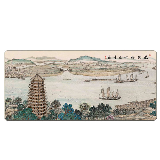 【西湖十景】之运河杭州风情图 吉垫 丝绸艺术多功能垫 高档商务礼品