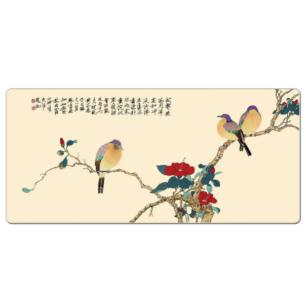 【茶花斑鸠】吉垫 丝绸艺术多功能垫 高档商务礼品