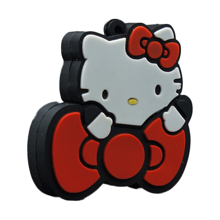 U盘定制 迷你PVC软胶U盘 Hello Kitty卡通U盘 蝴蝶结凯蒂猫优盘 创意的奖品