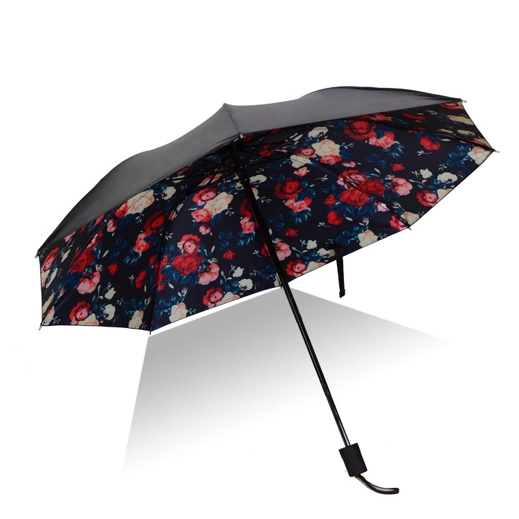 【贝拉】外黑胶晴雨伞 三折防嗮遮阳伞 折叠晴雨两用伞 女性福利小礼品