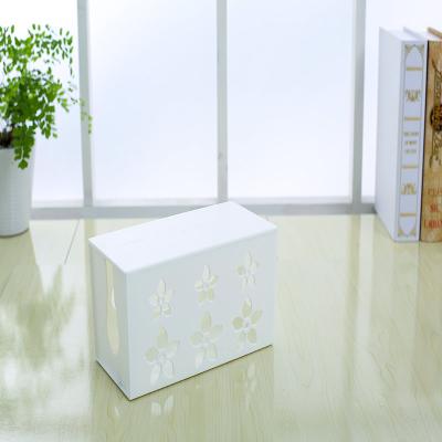 镂空雕花电源线收纳盒--白色小号