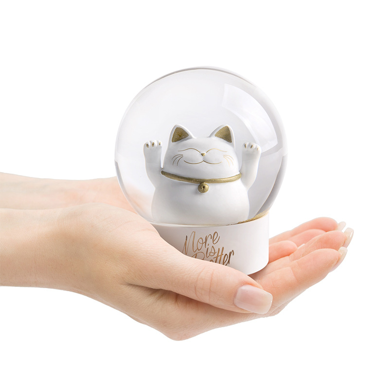 【财福滚滚来】幸运招财猫水晶球摆件 创意家居办公桌面礼品摆件 开业礼品