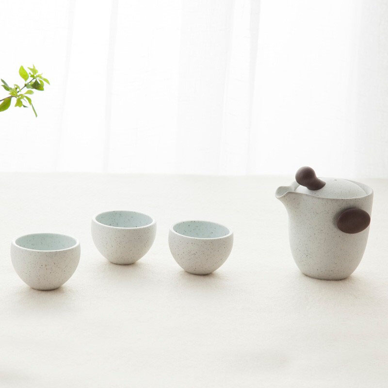 【返朴茗归】中国特色黑石瓷茶具礼盒 三杯一壶 高端文化礼品