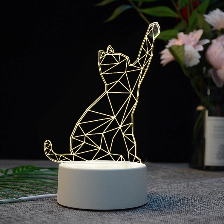 【招财猫】亚克力3D小夜灯 ABS环保底座 七种彩色灯随意变换 有奖竞猜小奖品