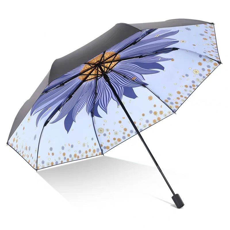 天堂伞 望日莲唯美插画黑胶伞  折叠晴雨两用雨伞遮阳伞 店铺活动礼品 员工礼品定制