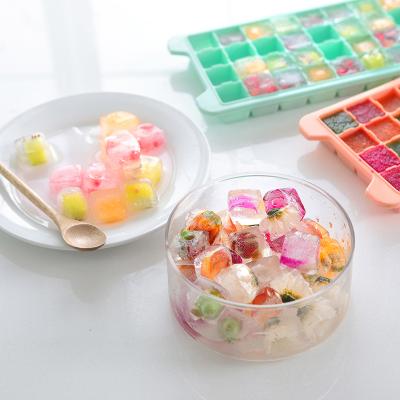 透明盖36格硅胶冰格 自制冰块模具--北欧蓝