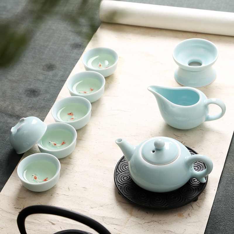 【杯中有鱼】茶组礼盒 优质高档青瓷茶具礼品礼盒套装定制
