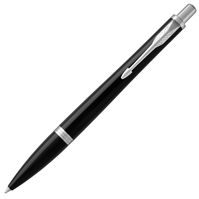 派克PARKER 经典都市纯黑丽雅白夹原子笔 黑色商务圆珠笔
