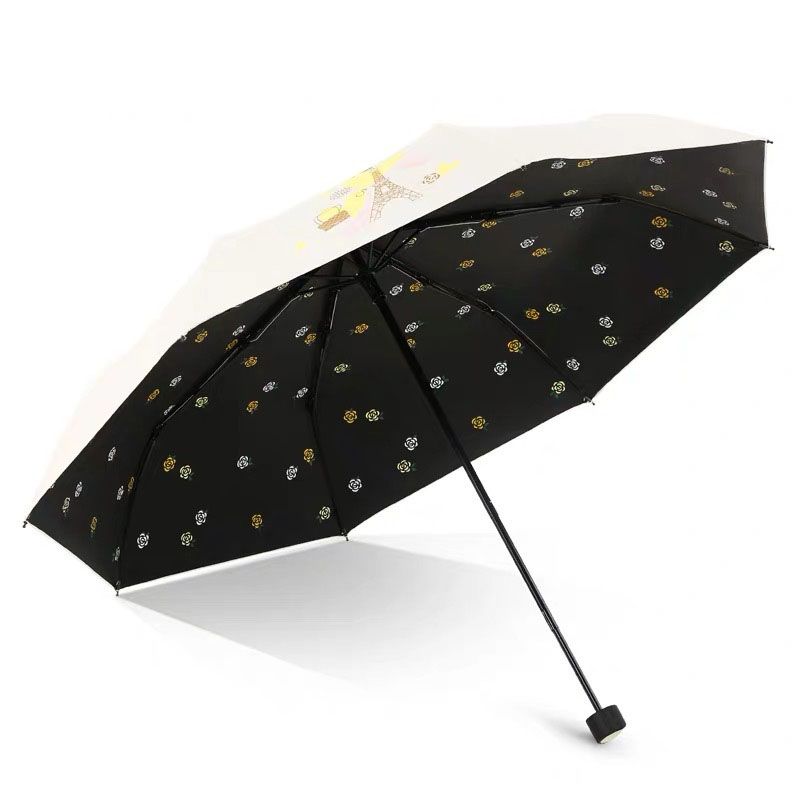 天堂伞 巴黎春天清新黑胶伞 女神防晒折叠晴雨伞 公司员工活动奖品