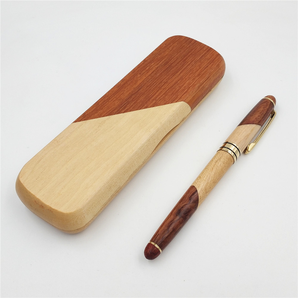 拼接红木签字笔套装（带笔盒） 教师节礼品 父亲节实用礼物