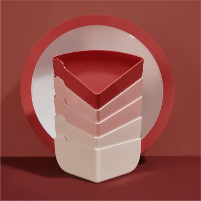 北欧圆形透明盖密封五格干果盘 零食收纳糖果盒--红色