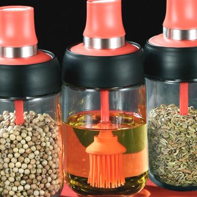  COCO可可勺盖一体调味罐 玻璃刷油瓶250ml（珊瑚橙）