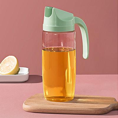 透明防尘防漏自动开合玻璃油壶 600ml--卡绿色