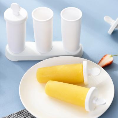 棒棒糖形手柄3组带盖带底座DIY冰棒雪糕模具--白色