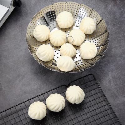 不锈钢伸缩开合折叠蒸笼 带提环蒸菜盘--中号
