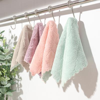  双面彩色花边吸水不沾油洗碗巾 抹布--绿咖（10条装）