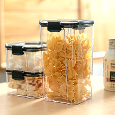 PET两面环扣密封防潮透明杂粮储物罐 可叠加保鲜盒--1300ml