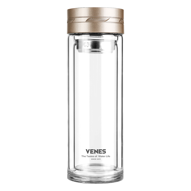 菲驰（VENES）睿智玻璃杯绿色环保双层隔热水杯 展会定制礼品