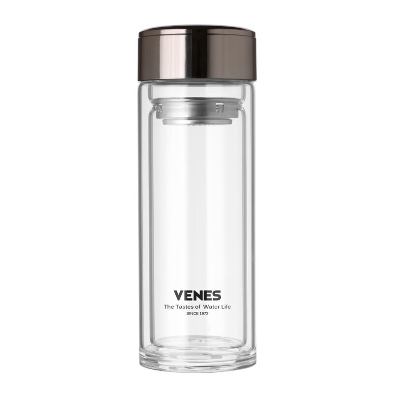菲驰（VENES）风范玻璃杯直身杯晶莹剔透双层玻璃杯280ML 促销礼品方案
