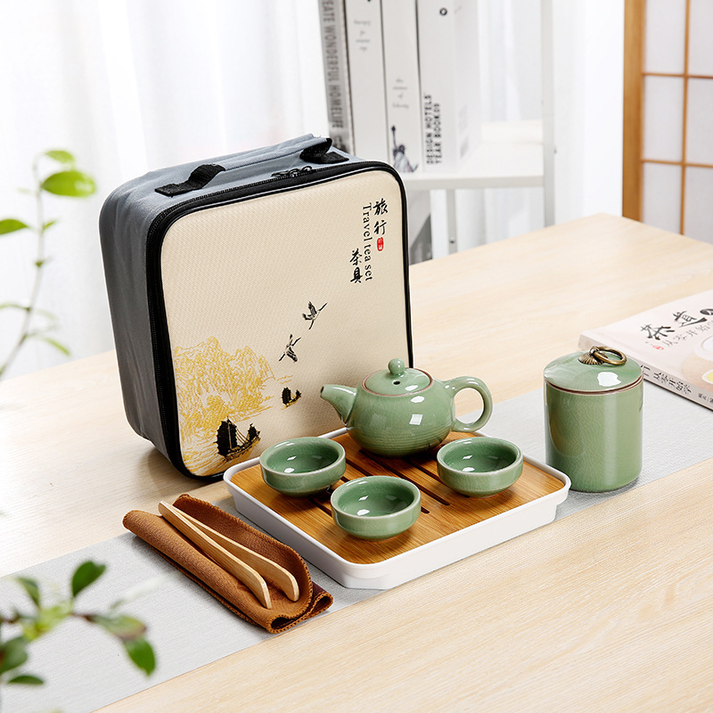 【旅行】旅行功夫茶具套装 哥窑式旅行便捷套装 保险公司送的礼物