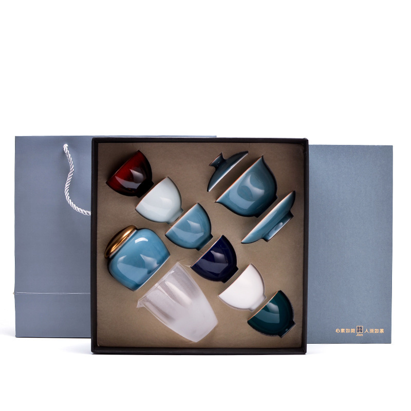 【霁青】多彩陶瓷茶具礼盒 10件套 300元可以买什么礼品
