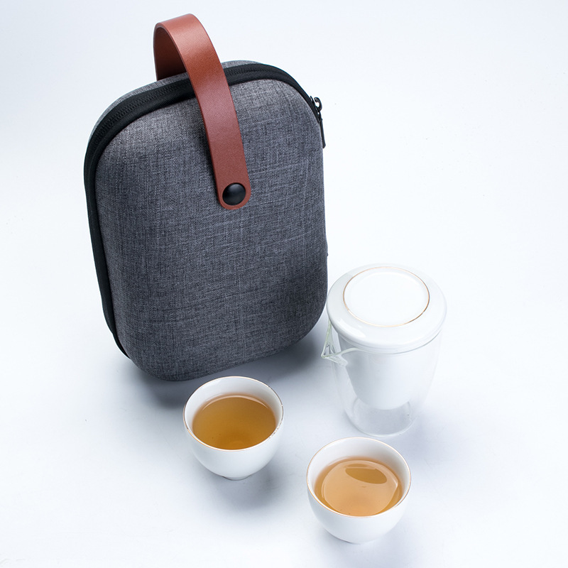 商务旅行便捷快客杯套装 一壶二杯 公司周年有寓意的礼品