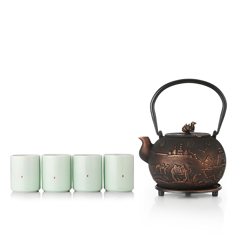 菲驰（VENES）盛世东方铁离子一壶四杯养生套装泡茶煮茶茶壶+200ML青瓷杯x4套装 高端客户送什么礼品 