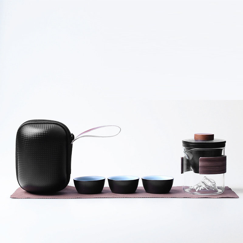 简单便捷快客杯茶具套装 一壶三杯 回馈客户送什么纪念品
