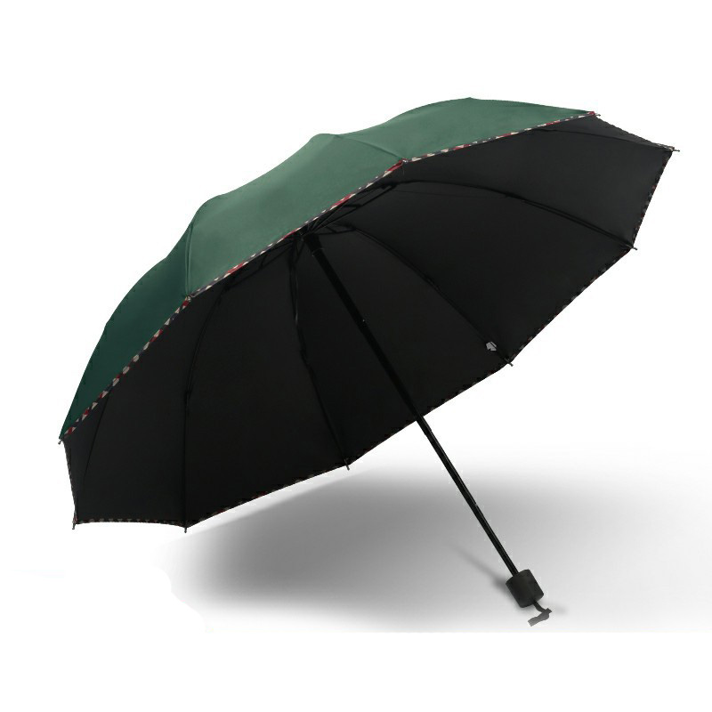 简约十骨黑胶晴雨伞 商务三折广告伞