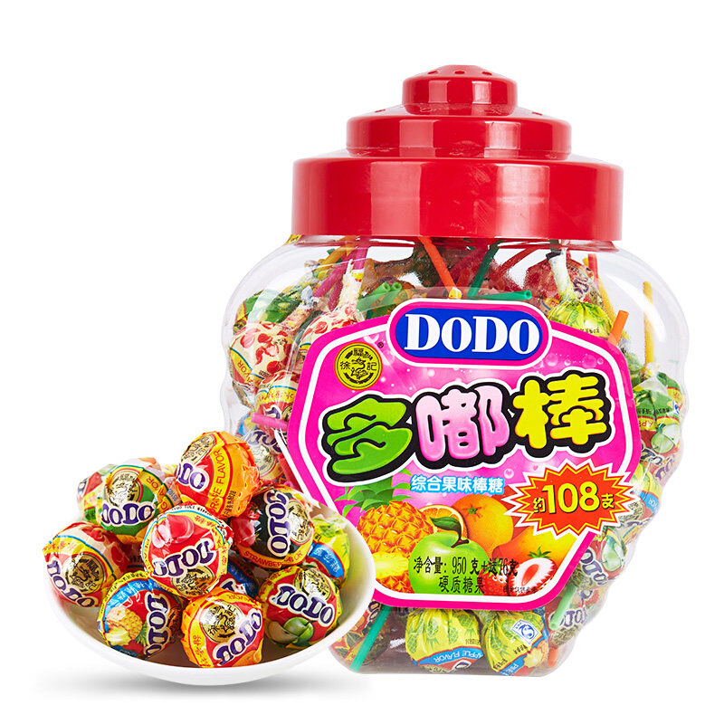 【京东伙伴计划—仅限积分兑换】徐福记 DODO棒棒糖1026g108支