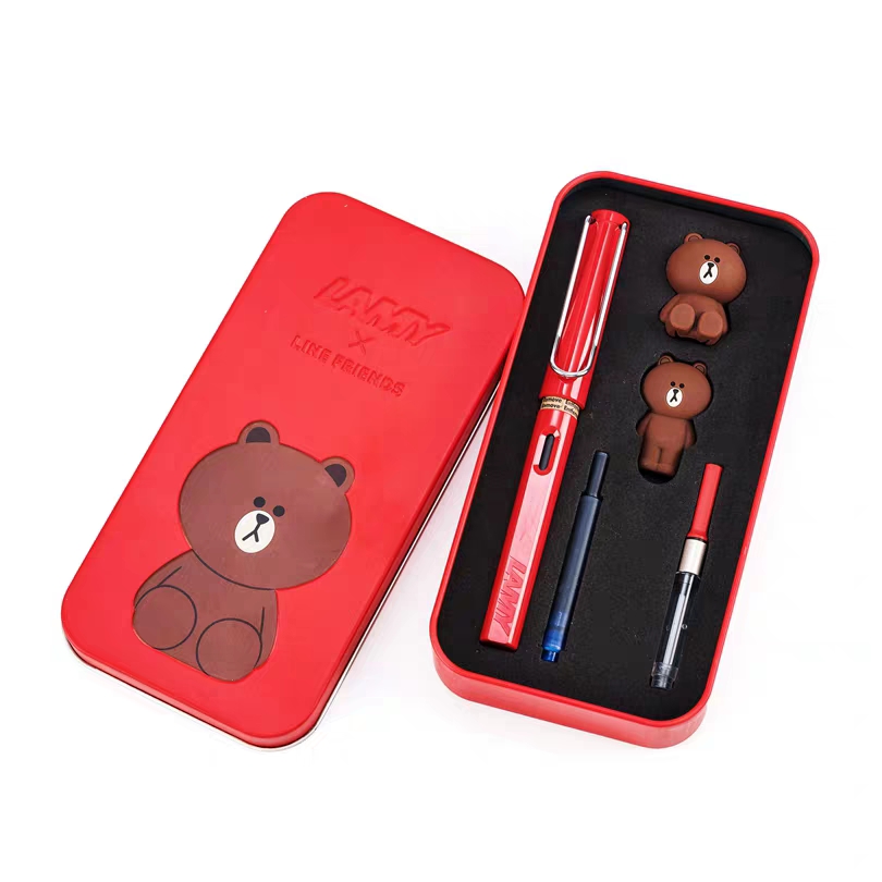 凌美(LAMY) 红色布朗熊联名钢笔礼盒 公司活动个性奖品