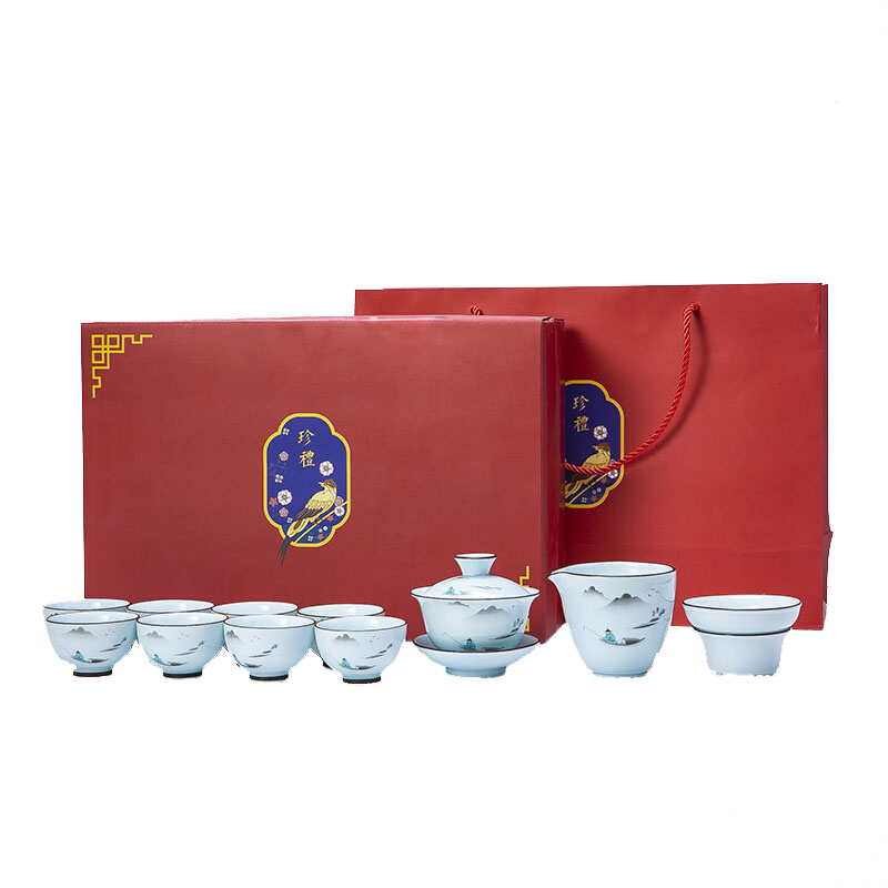 古时候 盖碗功夫茶具套组礼盒 瓷器自在系列茶具套装 商务礼物
