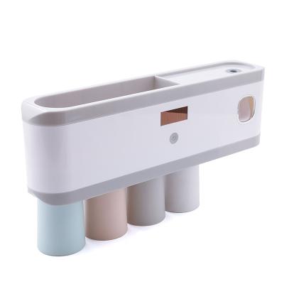 太阳能智能紫外线杀菌带挤牙膏器牙刷架 置物洗漱套装--四杯 彩色混色（897）