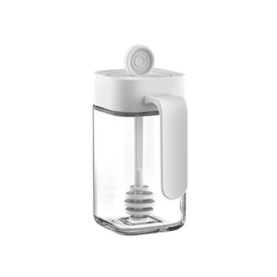 安迪方型勺盖一体调味罐 玻璃蜂蜜瓶 250ml--卡白色