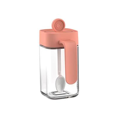 安迪方型勺盖一体调味罐 玻璃调味瓶 250ml--卡橙色