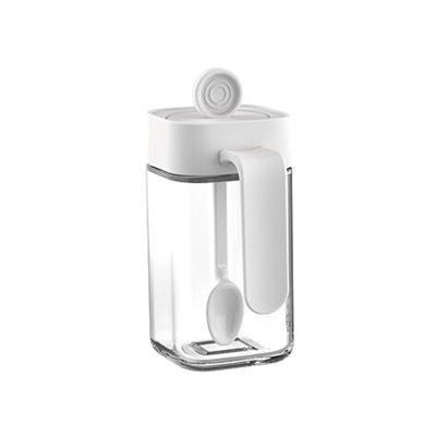 安迪方型勺盖一体调味罐 玻璃调味瓶 250ml--卡白色