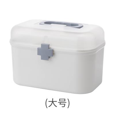 磨砂透明盖手提便携双层分格药箱 家用收纳箱--大号