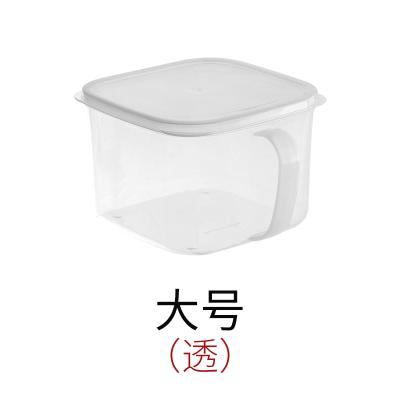 带手柄软盖有分类标签保鲜盒 厨房冰箱收纳盒--透明大号