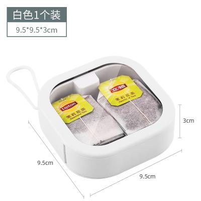 隐藏按压开关棉签发夹收纳盒 透明盖小物件收纳盒--白色