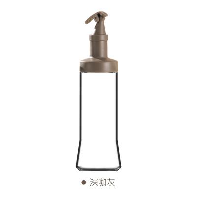 倾斜油嘴按压开盖油瓶 玻璃调料瓶 油壶--深咖灰