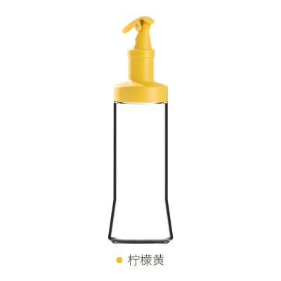 倾斜油嘴按压开盖油瓶 玻璃调料瓶 油壶--柠檬黄