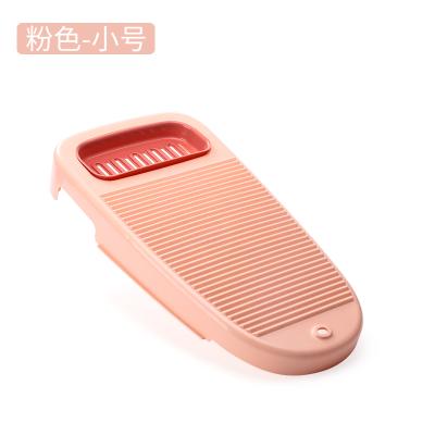 带沥水皂盒一体式防滑搓衣板--粉色小号