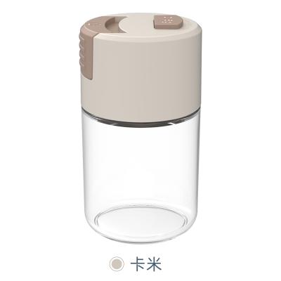按压式定量出盐玻璃调料瓶 烧烤撒料瓶100ml--卡米色