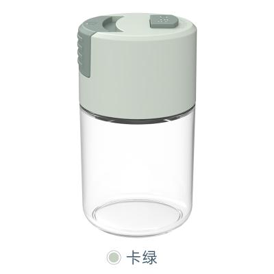 按压式定量出盐玻璃调料瓶 烧烤撒料瓶100ml--卡绿色