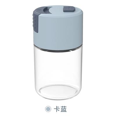 按压式定量出盐玻璃调料瓶 烧烤撒料瓶100ml--卡蓝色
