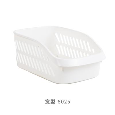 日式简约带滑轮镂空桌面收纳篮 厨卫收纳筐--宽型中号（8025）