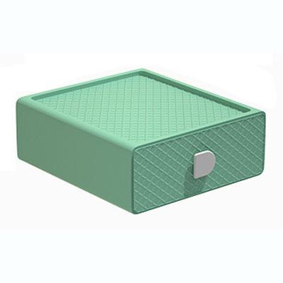 抽屉式可叠加组合桌面收纳盒 文具化妆品整理盒--北欧绿