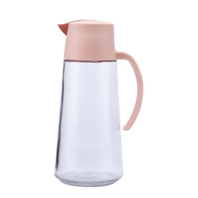 鹰嘴形自动开合玻璃油壶 酱油调料瓶 630ml--粉色